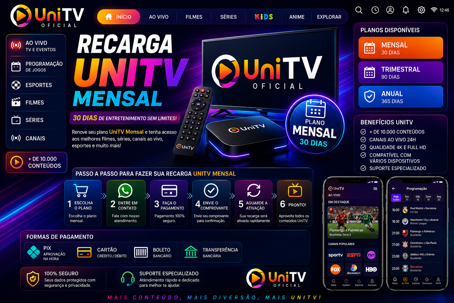 Recarga UniTV Mensal: Entretenimento para Você Aproveitar Todos os Dias