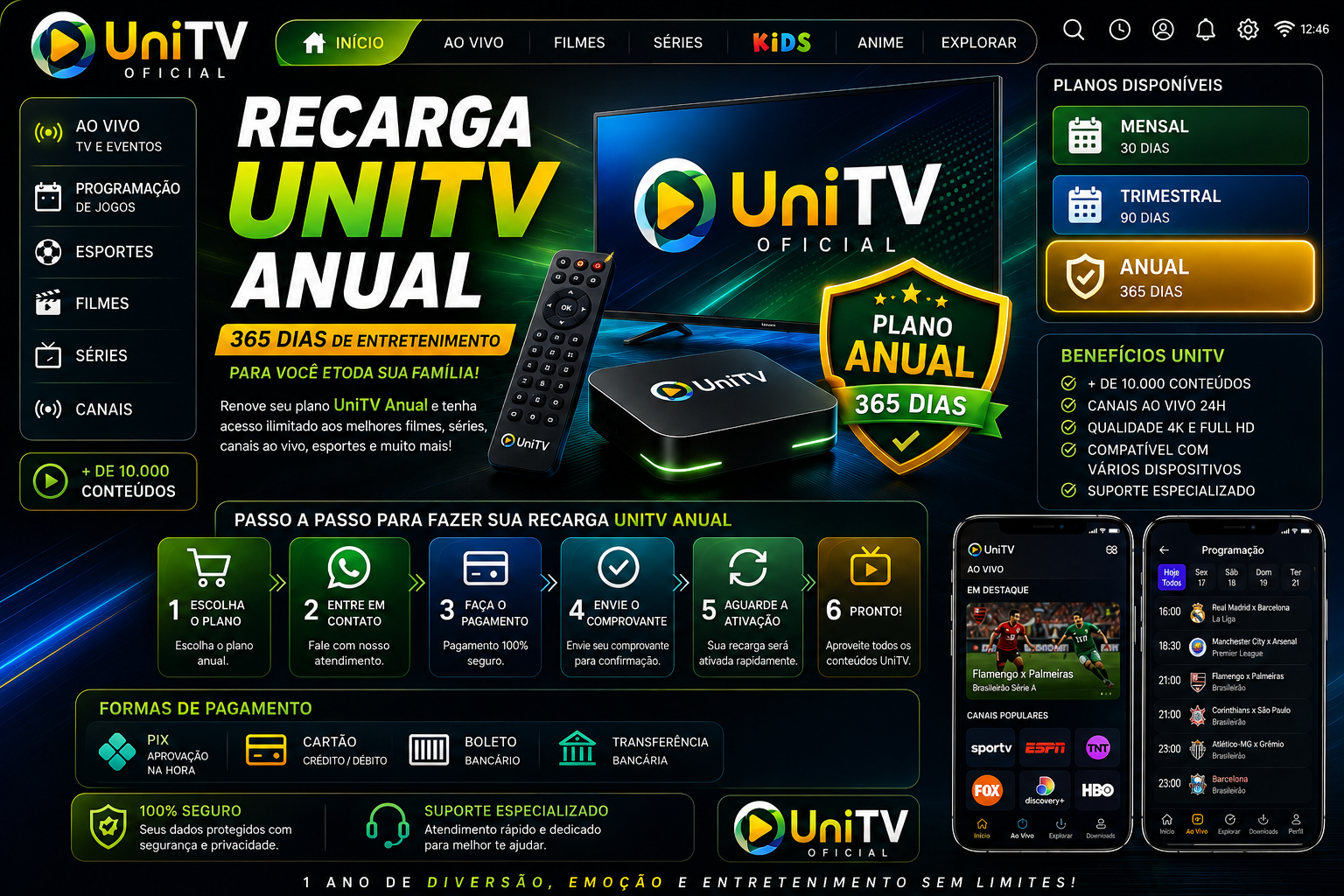 Recarga UniTV Anual: Mais Praticidade para Aproveitar o Ano Todo